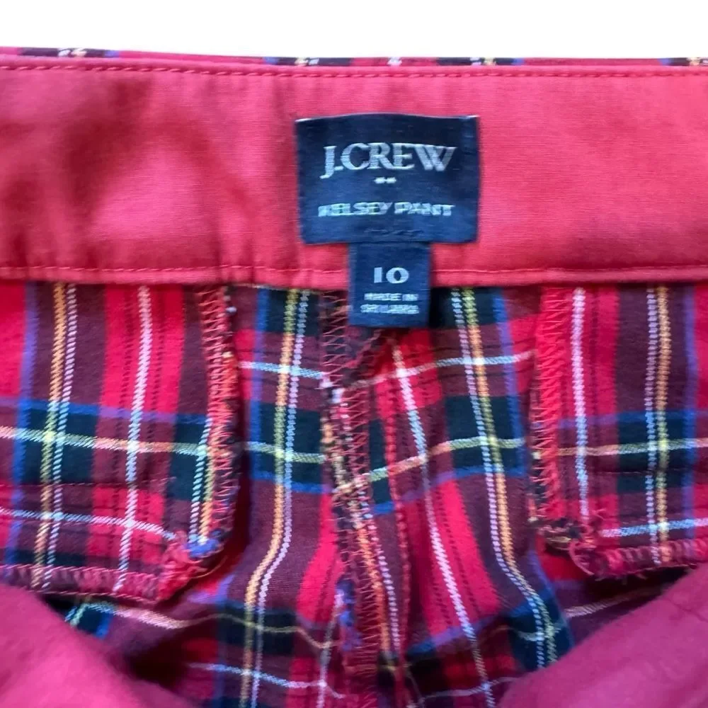 J.Crew BM376 Trendy Chic Kelsey Flare Pants in Festive Tartan Plaid